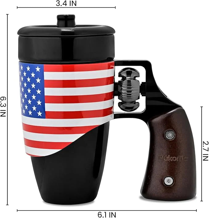 Pukomc Novelty Ceramic Coffee Mug, Birthday Gifts for Men and Women, fathers gifts, Coffee Mugs for Men (16OZ) (Black & Flag)