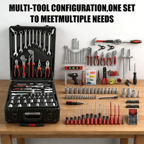 899-Piece Tool Set - High-Capacity Portable Metal Tool Case,Wheeled Mobile Tool Cabinet, and 4-Tier Aluminum Alloy Storage Unit- A Complete Kit for Mechanical Repair & Home Maintenance