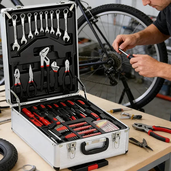 899-Piece Tool Set - High-Capacity Portable Metal Tool Case,Wheeled Mobile Tool Cabinet, and 4-Tier Aluminum Alloy Storage Unit- A Complete Kit for Mechanical Repair & Home Maintenance