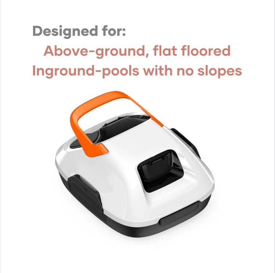 Cordless Robotic Pool Cleaner, Lasts 90 Min, Automatic Vacuum for Above-Ground Pools up to 860 Sq.ft, Pool Vacuum, Portable, Self-Parking