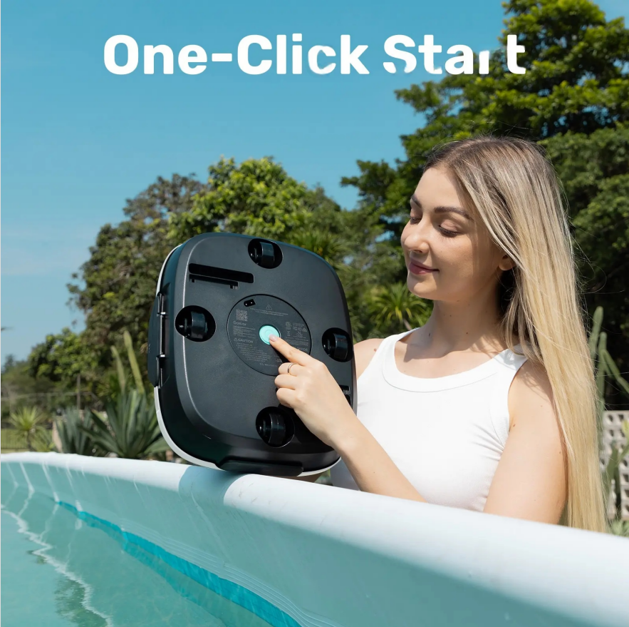 Cordless Robotic Pool Cleaner, Lasts 90 Min, Automatic Vacuum for Above-Ground Pools up to 860 Sq.ft, Pool Vacuum, Portable, Self-Parking