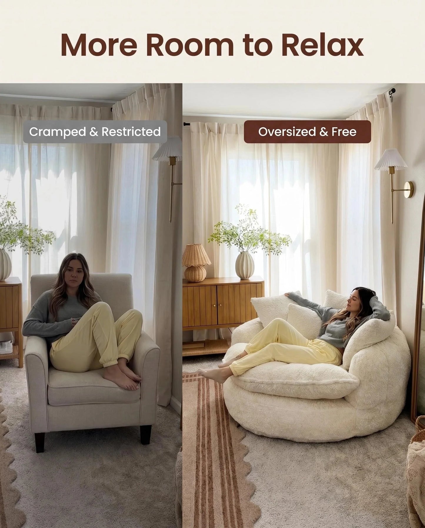 Oversized Teddy Fleece Swivel Barrel Chair, Fluffy Round Accent Lounge Chair with Pillows for Living Room Bedroom