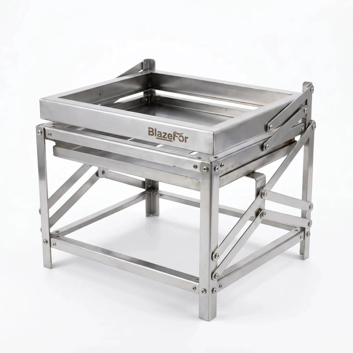 Stainless Steel Folding Portable Charcoal Grill Adjustable Height Outdoor Camping BBQ Grill