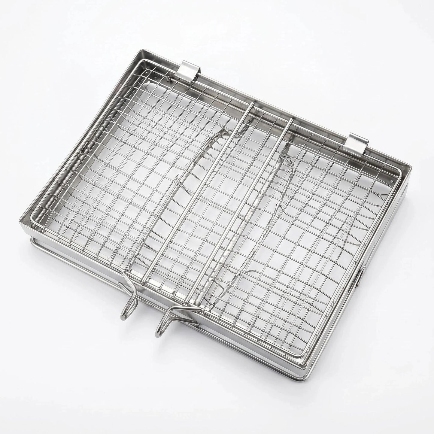 Stainless Steel Folding Portable Charcoal Grill Adjustable Height Outdoor Camping BBQ Grill