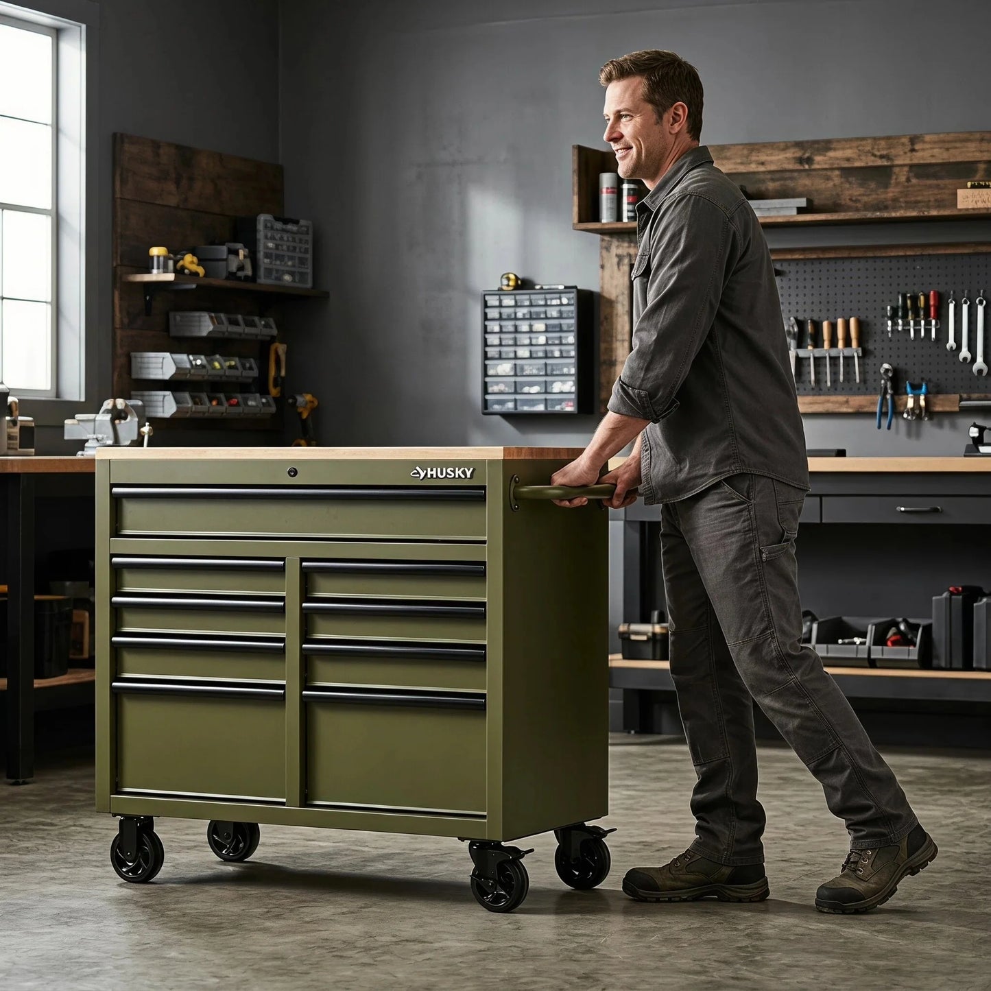 Lockable Metal Rolling Tool Box Storage Cabinet Wheels for Garage Workshop Organization